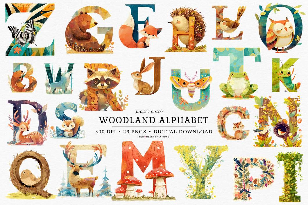 Woodland Alphabet Clipart