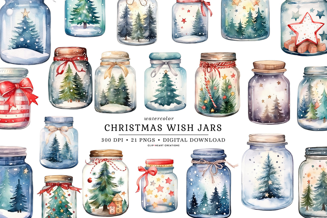 Christmas Wish Jars Clipart Collection