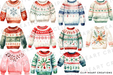 Load image into Gallery viewer, Christmas Sweaters Clipart Collection
