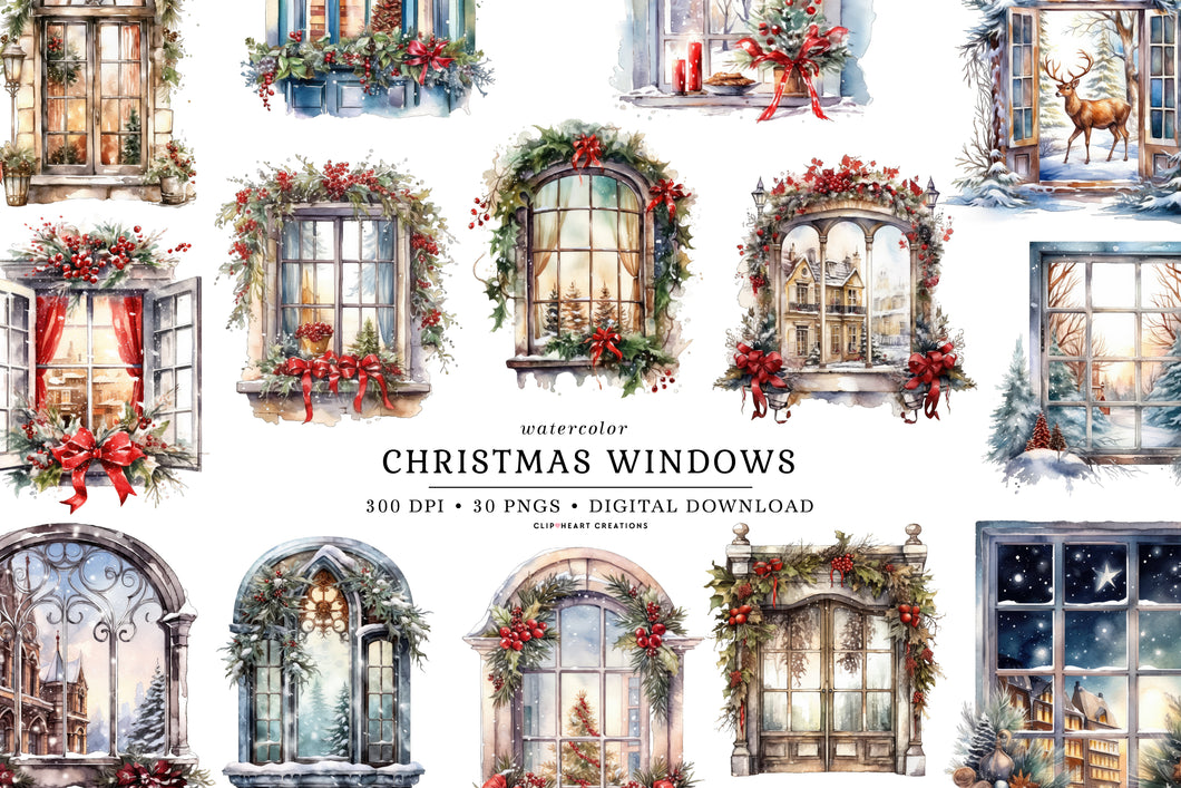 Christmas Windows Clipart Collection