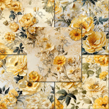 Load image into Gallery viewer, Yellow Floral Ephemera Seamless Digital Papers
