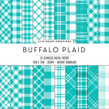 Load image into Gallery viewer, Buffalo Plaid Seamless Digital Papers - Aqua
