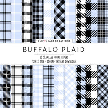 Load image into Gallery viewer, Buffalo Plaid Seamless Digital Papers - Baby Blue
