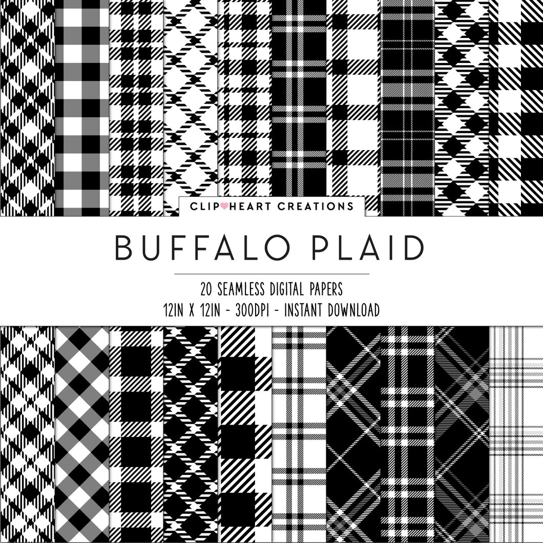 Buffalo Plaid Seamless Digital Papers - Black