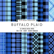 Load image into Gallery viewer, Buffalo Plaid Seamless Digital Papers - Blue
