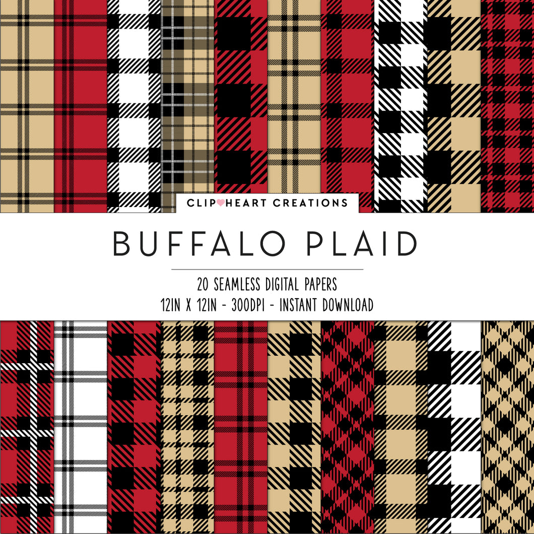 Buffalo Plaid Seamless Digital Papers - Holiday