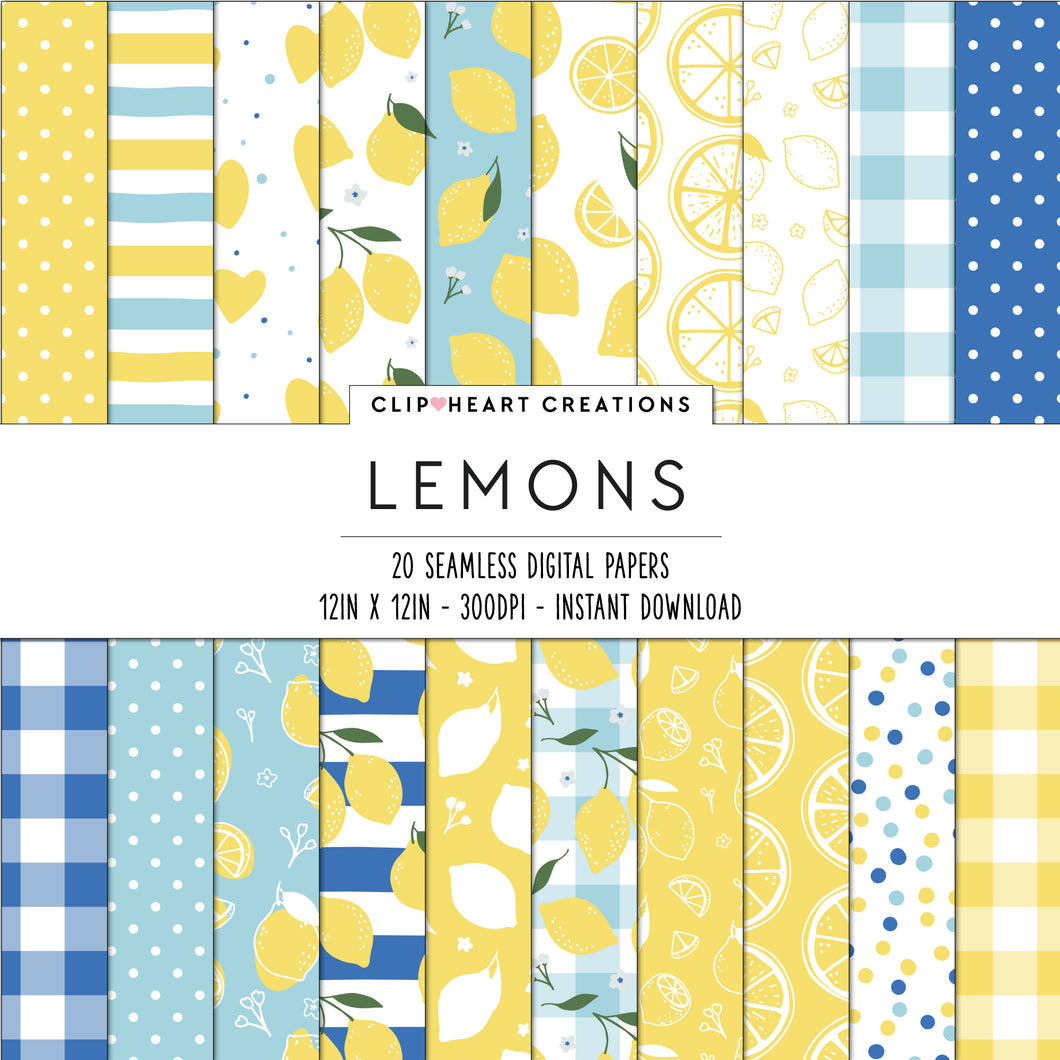 Lemon Seamless Digital Papers