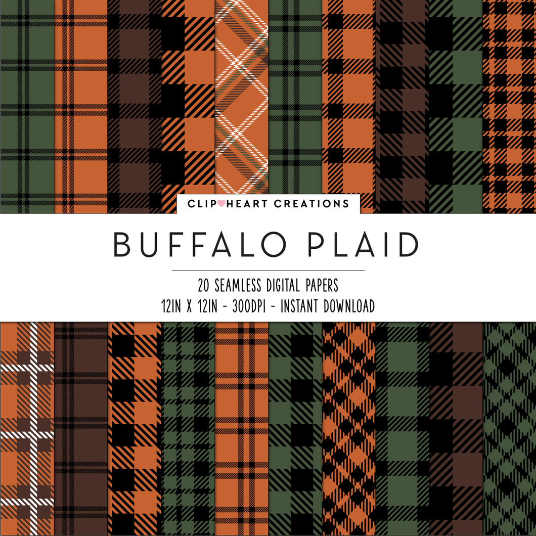 Buffalo Plaid Seamless Digital Papers - Fall