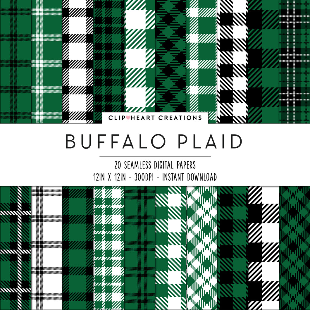 Buffalo Plaid Seamless Digital Papers - Green