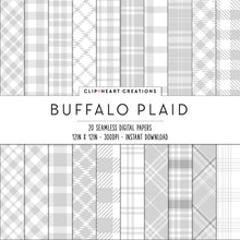 Load image into Gallery viewer, Buffalo Plaid Seamless Digital Papers - Grey
