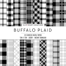 Load image into Gallery viewer, Buffalo Plaid Seamless Digital Papers - Grey
