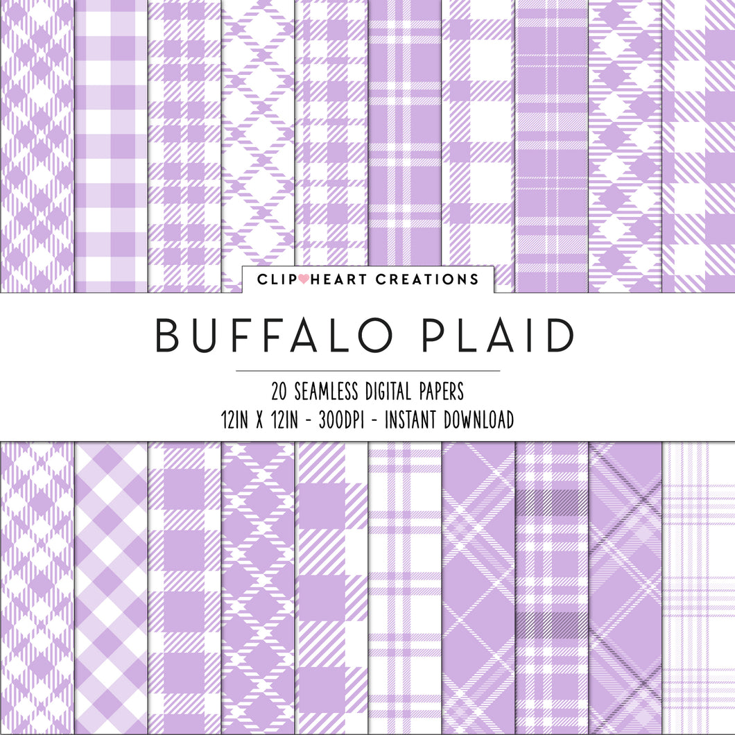 Buffalo Plaid Seamless Digital Papers - Lilac