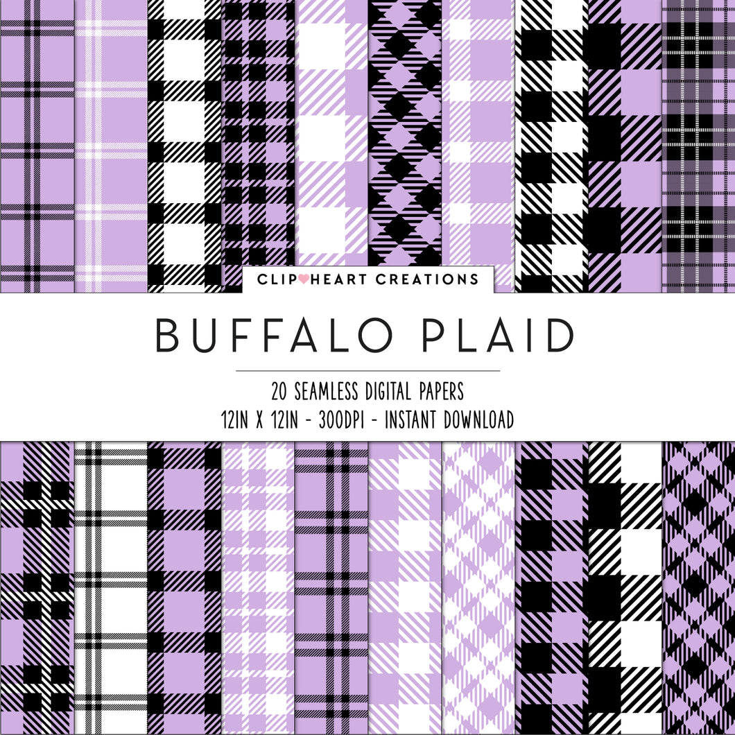 Buffalo Plaid Seamless Digital Papers - Lilac