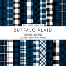 Load image into Gallery viewer, Buffalo Plaid Seamless Digital Papers - Navy
