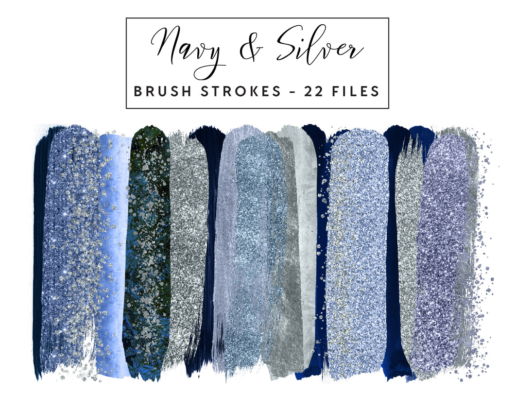 Navy & Silver Brush Strokes