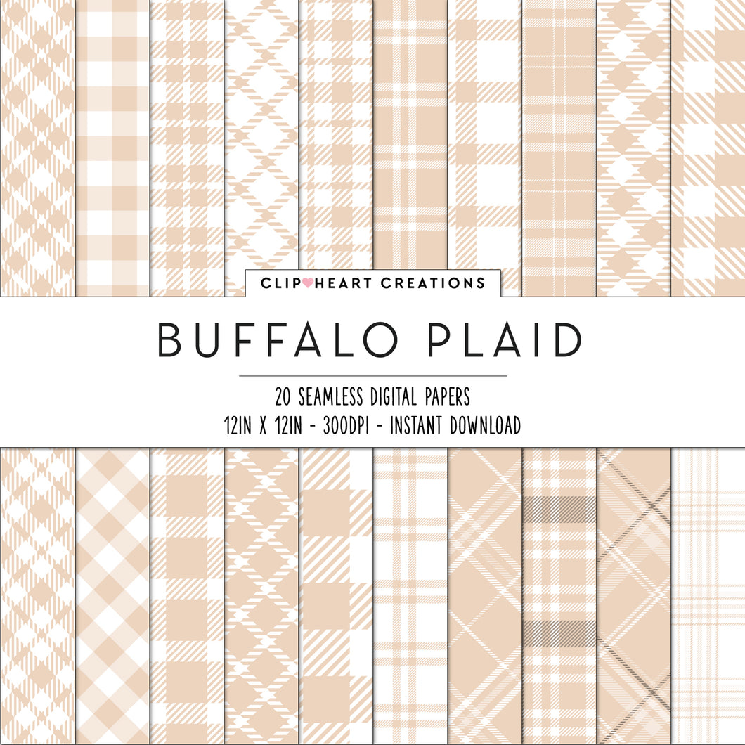 Buffalo Plaid Seamless Digital Papers - Neutral