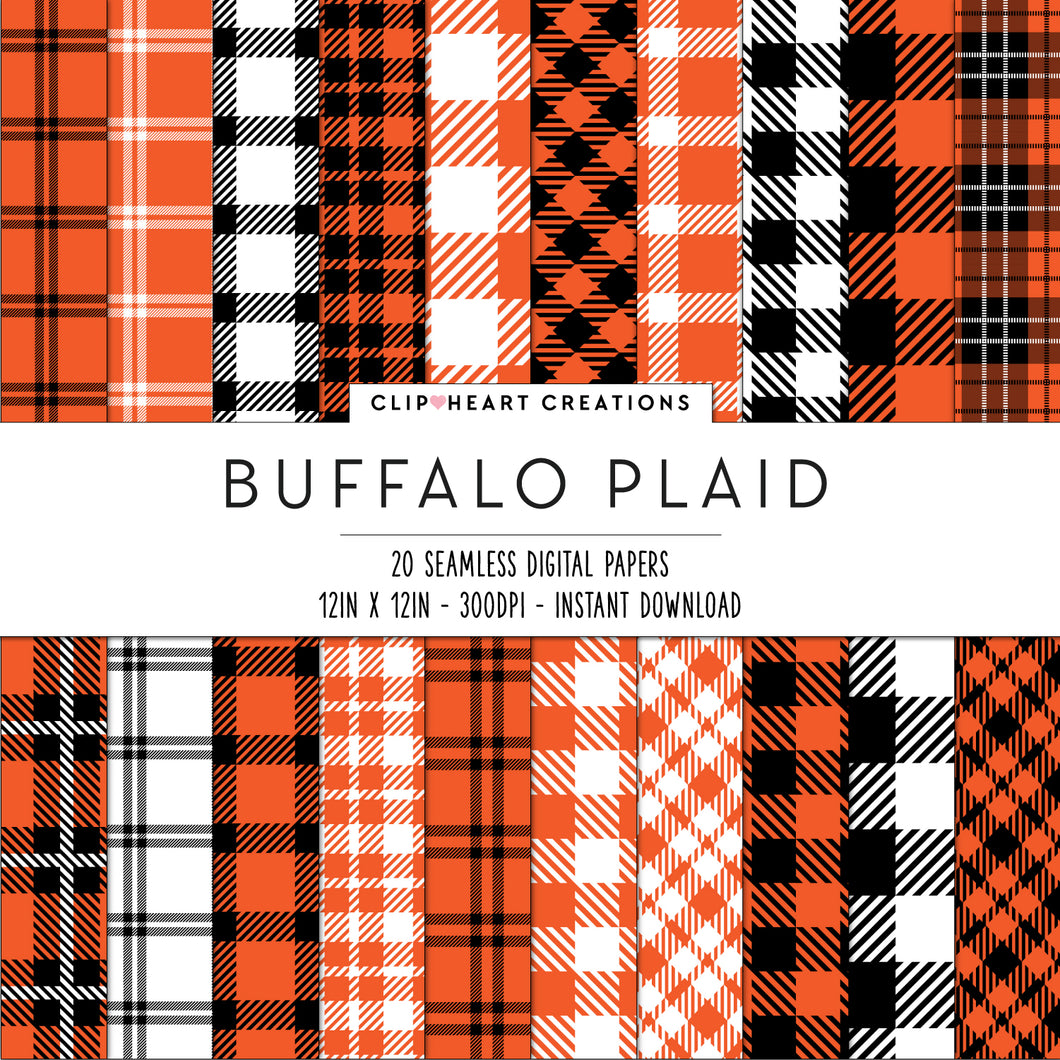 Buffalo Plaid Seamless Digital Papers - Orange