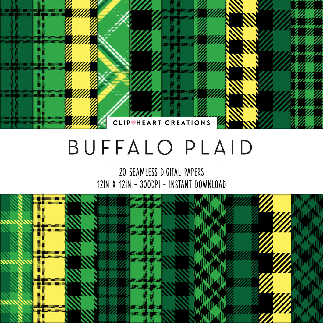 Buffalo Plaid Seamless Digital Papers - St Patricks Day