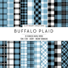 Load image into Gallery viewer, Buffalo Plaid Seamless Digital Papers - Petrol Blue
