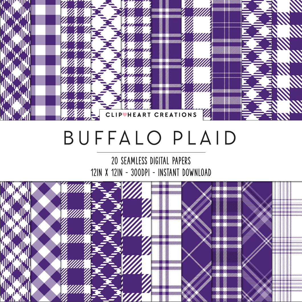 Buffalo Plaid Seamless Digital Papers - Purple