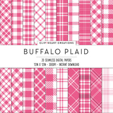 Load image into Gallery viewer, Buffalo Plaid Seamless Digital Papers - Raspberry
