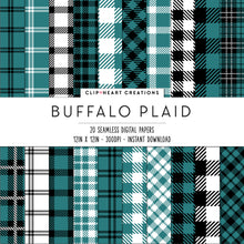 Load image into Gallery viewer, Buffalo Plaid Seamless Digital Papers - Teal
