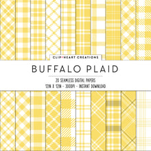 Load image into Gallery viewer, Buffalo Plaid Seamless Digital Papers - Yellow
