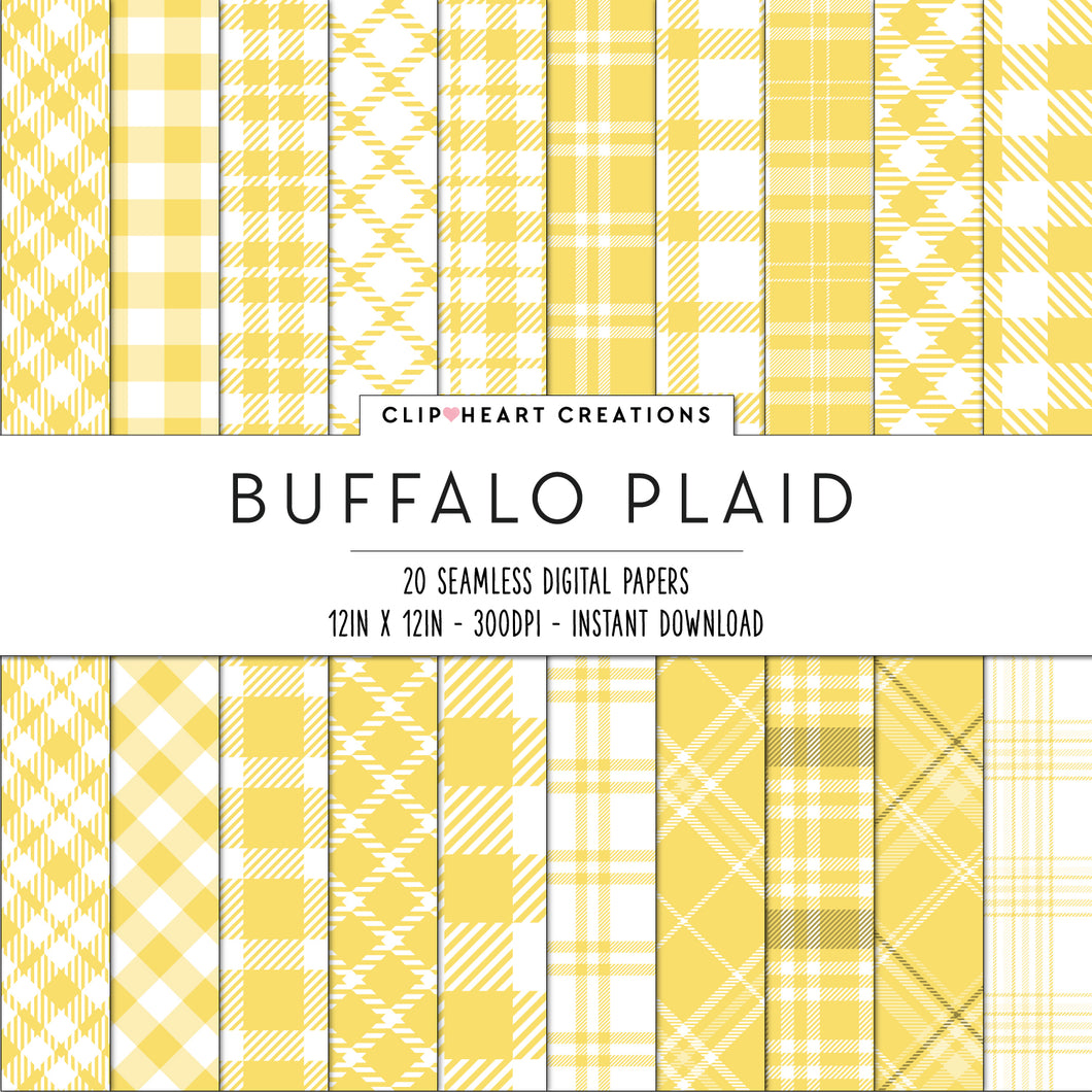 Buffalo Plaid Seamless Digital Papers - Yellow