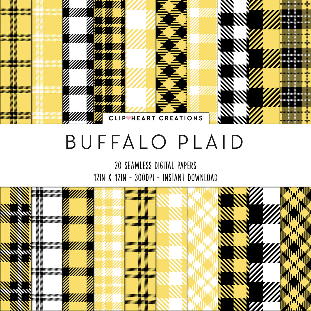 Buffalo Plaid Seamless Digital Papers - Yellow