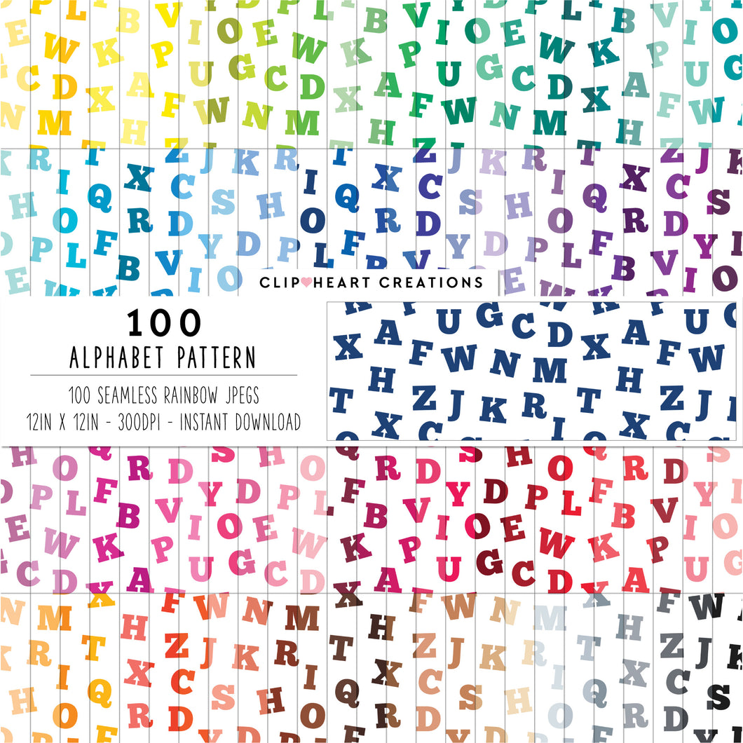 100 Alphabet Pattern Papers (Color)