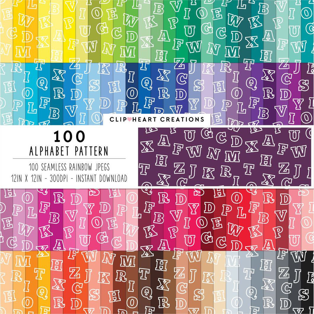 100 Alphabet Outline Pattern Papers