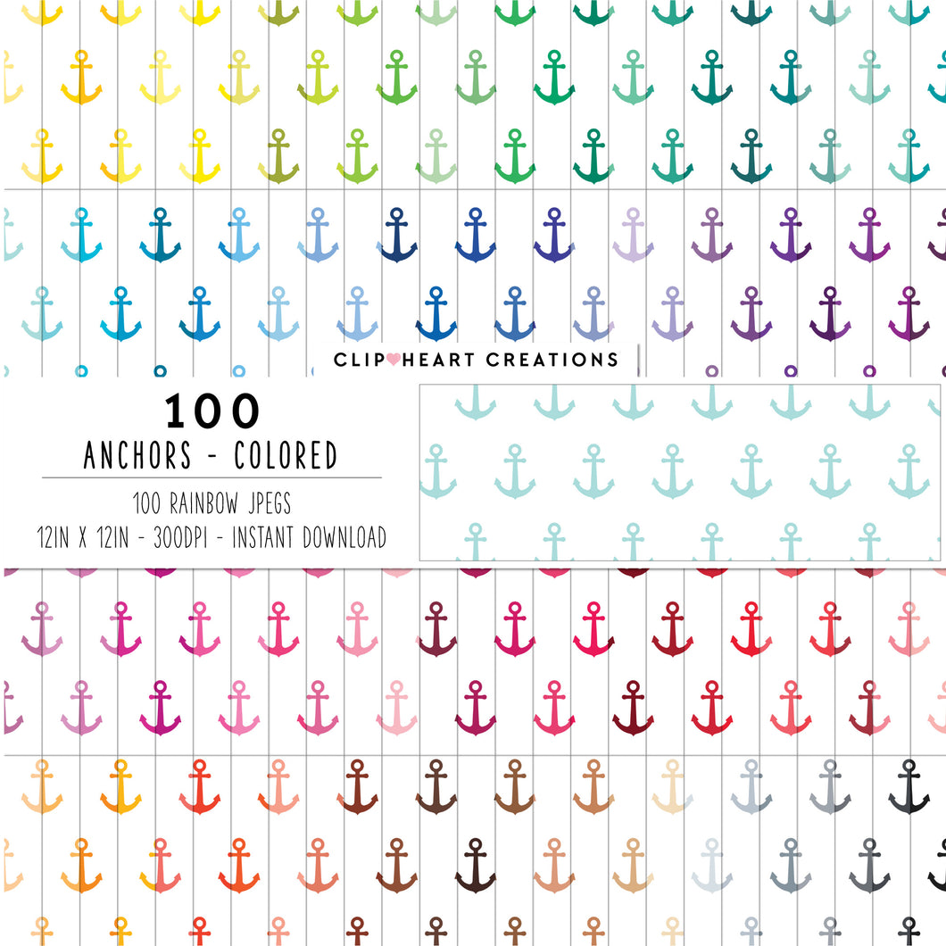 100 Anchor Pattern Digital Papers (Color)