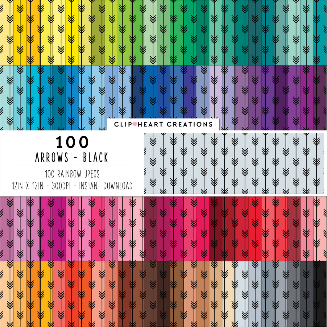 100 Arrow Pattern Digital Papers (Black)