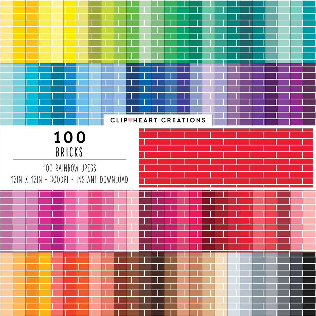 100 Brick Pattern Digital Papers