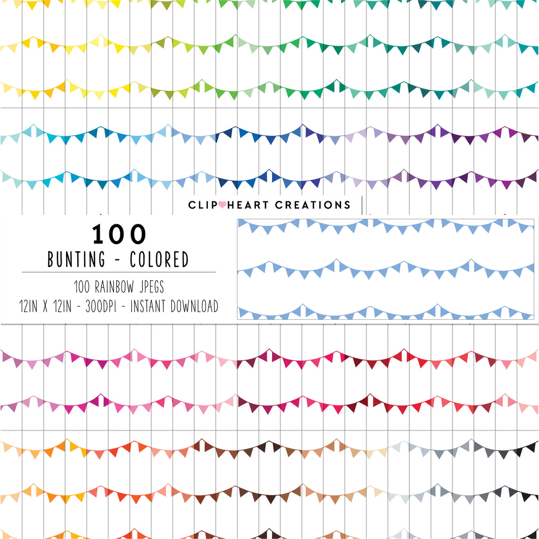 100 Bunting Pattern Digital Papers (Color)