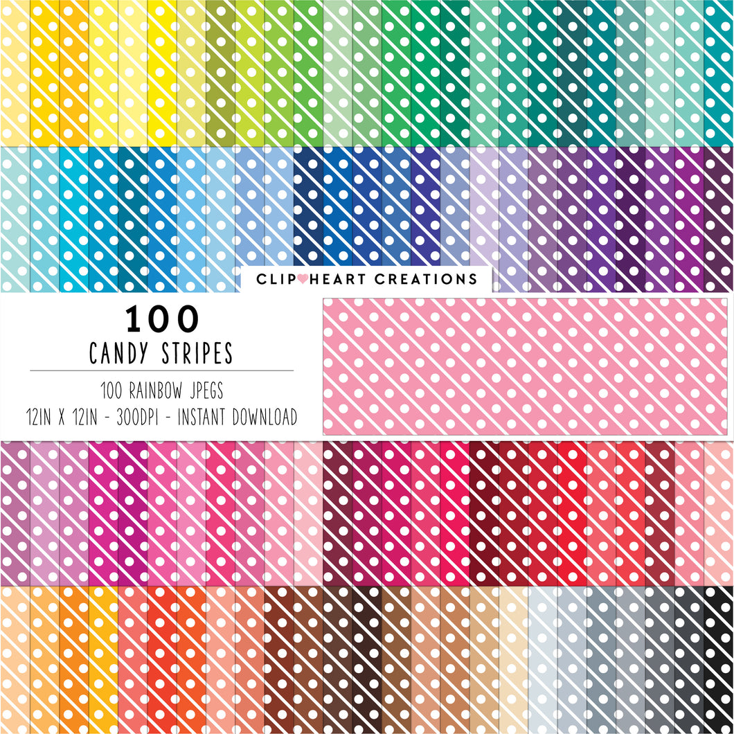 100 Candy Stripes Digital Papers