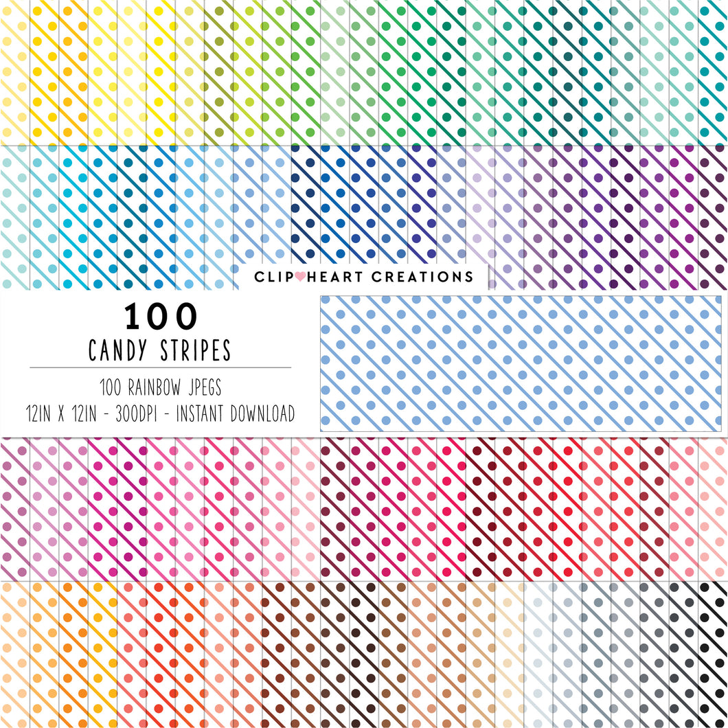 100 Candy Stripes Digital Papers