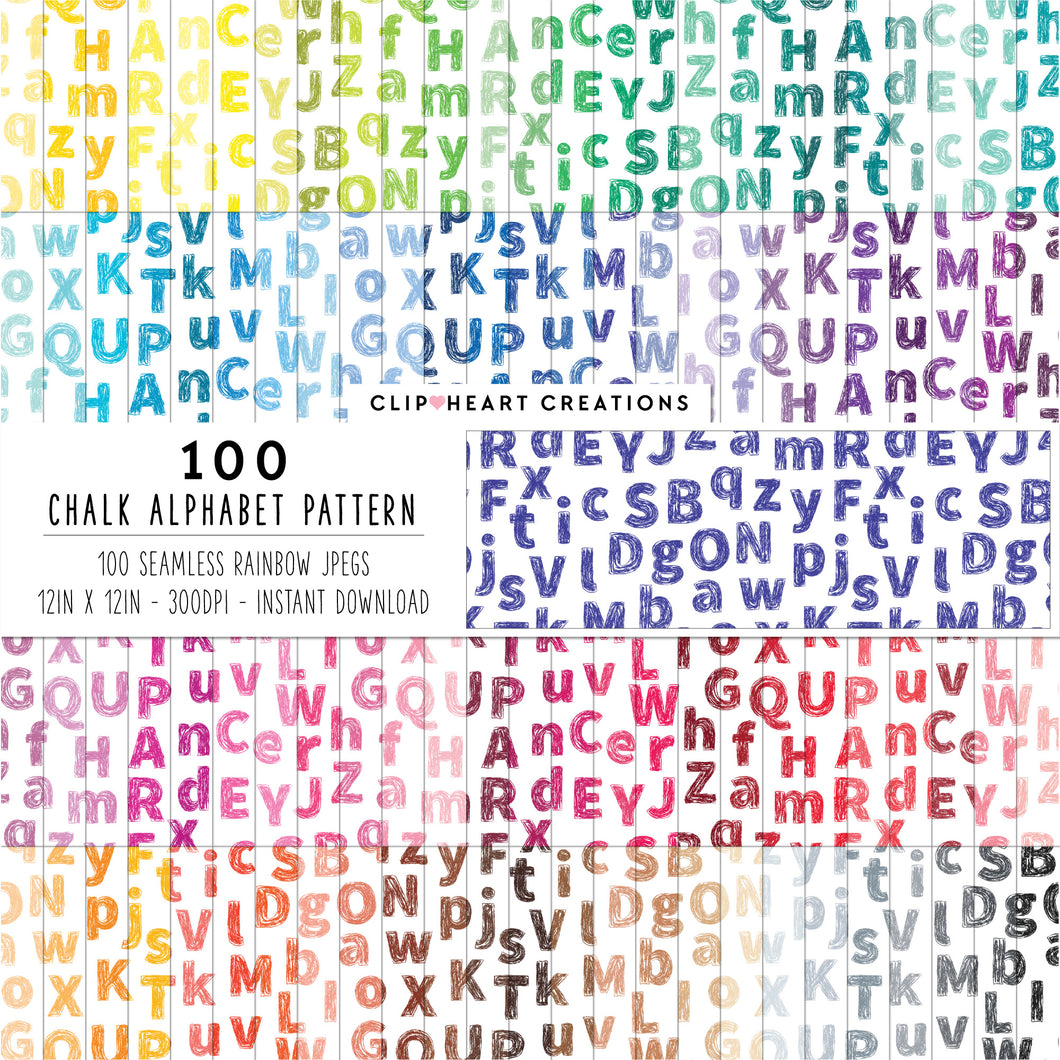 100 Chalk Alphabet Pattern Papers (Color)