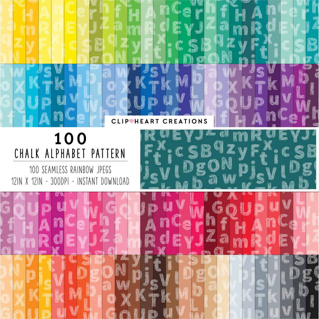 100 Chalk Alphabet Pattern Papers (Tinted)