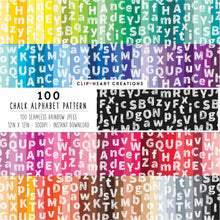 Load image into Gallery viewer, 100 Chalk Alphabet Pattern Papers (White)
