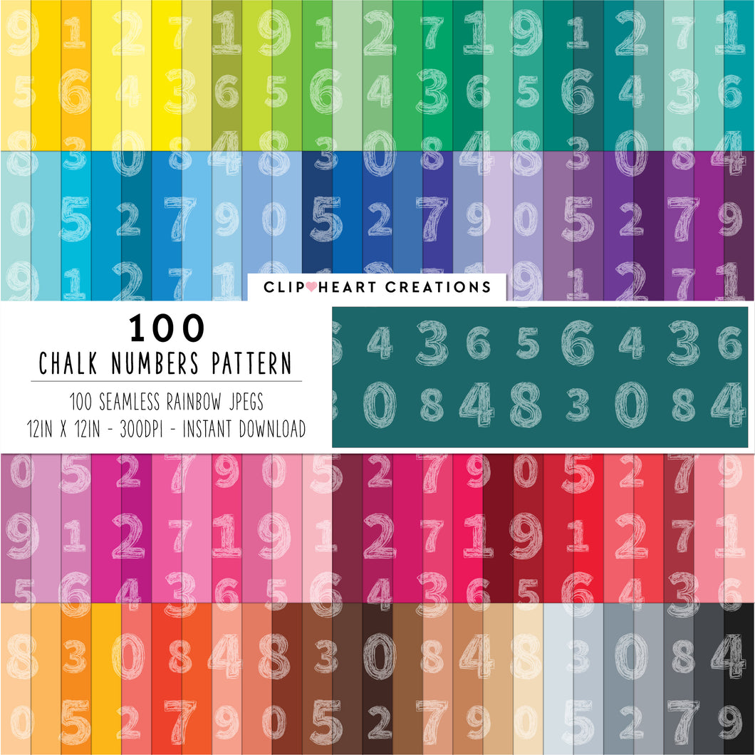 100 Chalk Numbers Pattern Papers (Tinted)