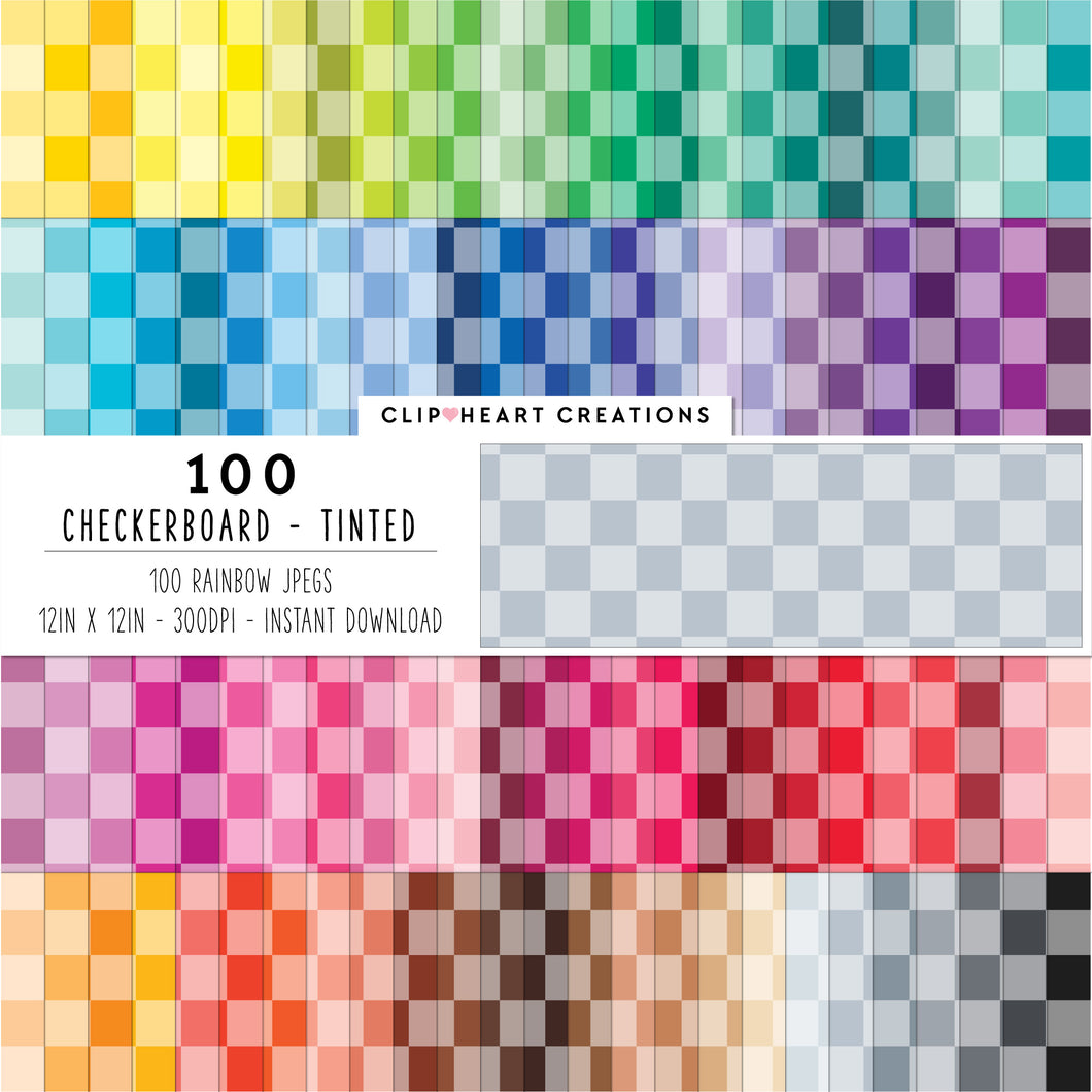 100 Checkerboard Pattern Digital Papers (Tinted)