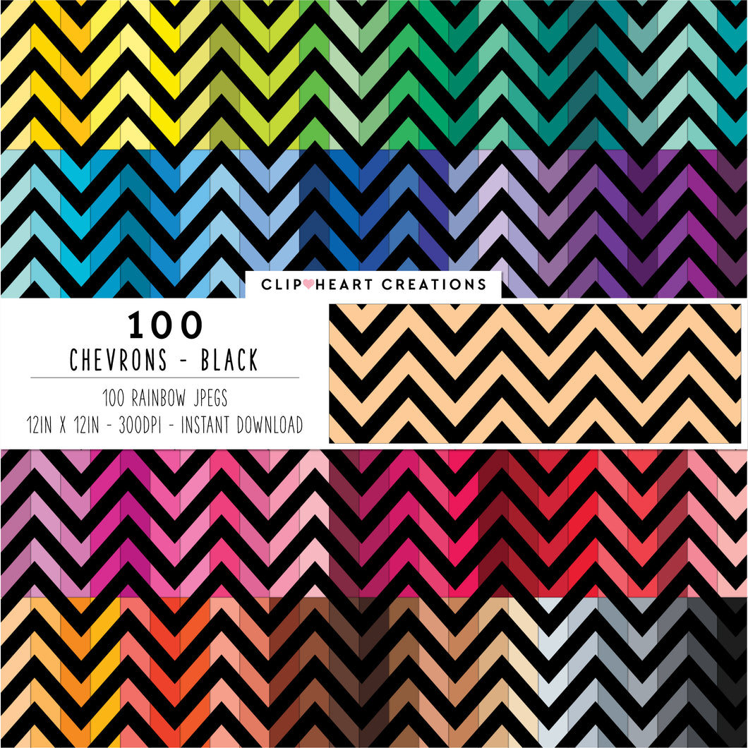 100 Chevron Pattern Digital Papers (Black)