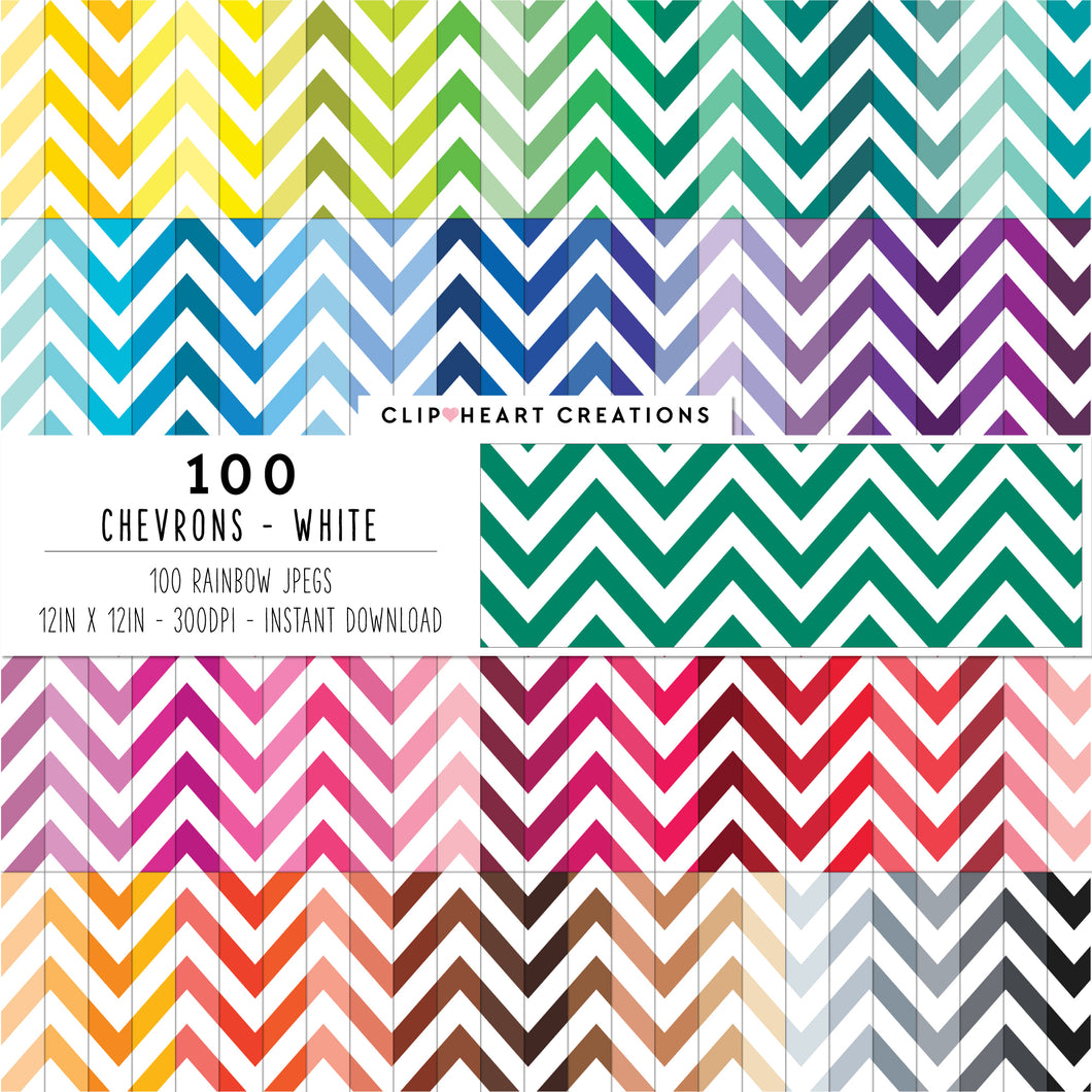 100 Chevron Pattern Digital Papers (White)