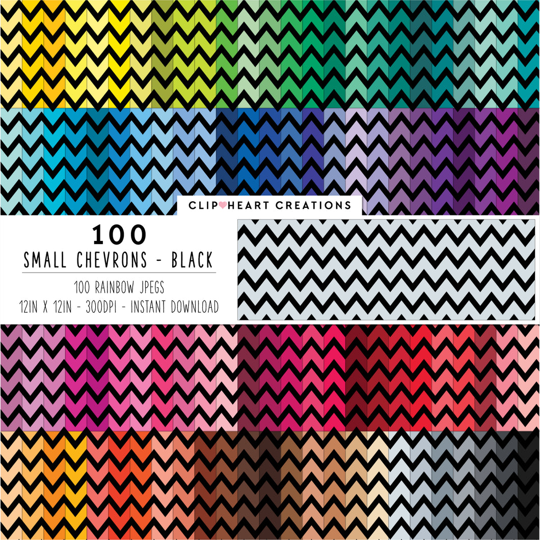 100 Small Chevron Pattern Digital Papers (Black)