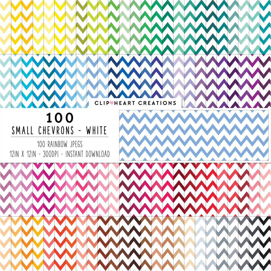 100 Small Chevron Pattern Digital Papers (White)