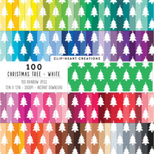 Load image into Gallery viewer, 100 Christmas Tree Pattern Digital Papers (White)
