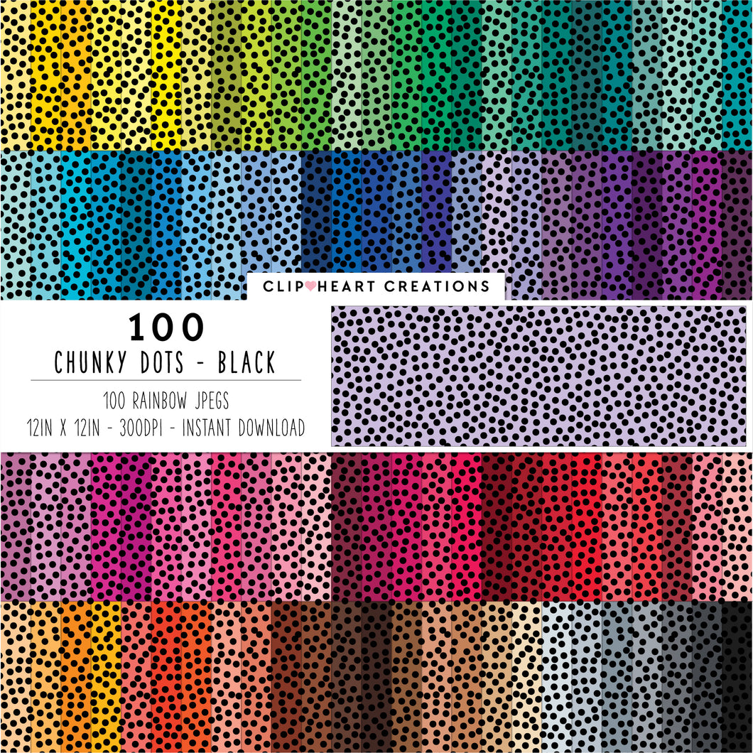 100 Chunky Dots Pattern Digital Papers (Black)