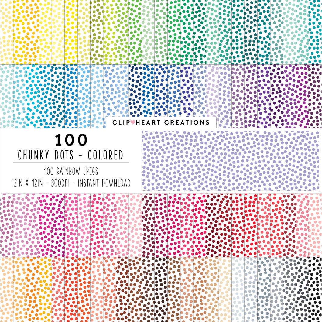 100 Chunky Dots Pattern Digital Papers (Color)