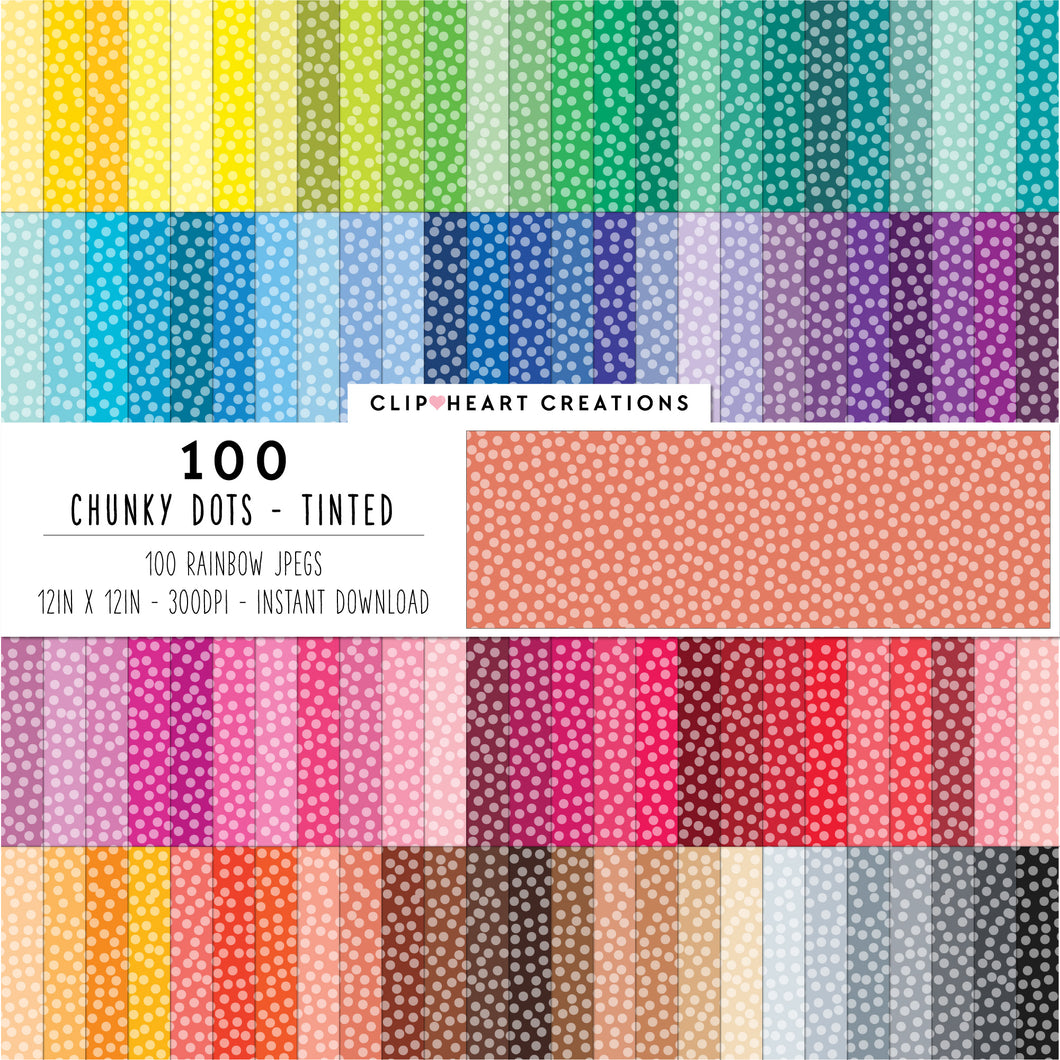 100 Chunky Dots Pattern Digital Papers (Tinted)